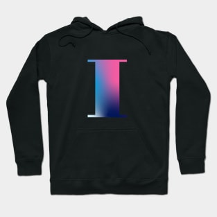 Capital Letter I Monogram Gradient Pink Blue White Hoodie